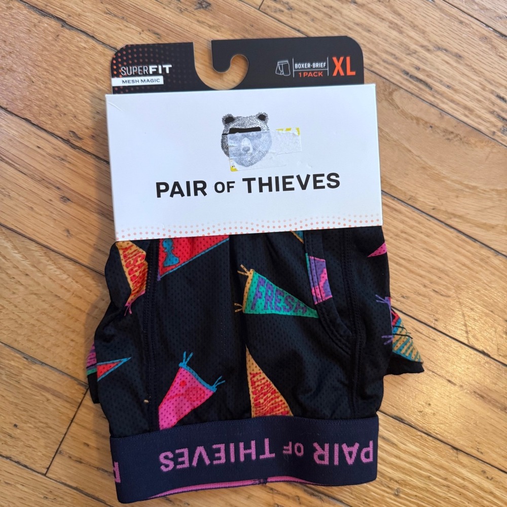 Pair of Thieves SuperFit Mesh Magic Boxer Briefs XL Black Fresh Pennant NWT
